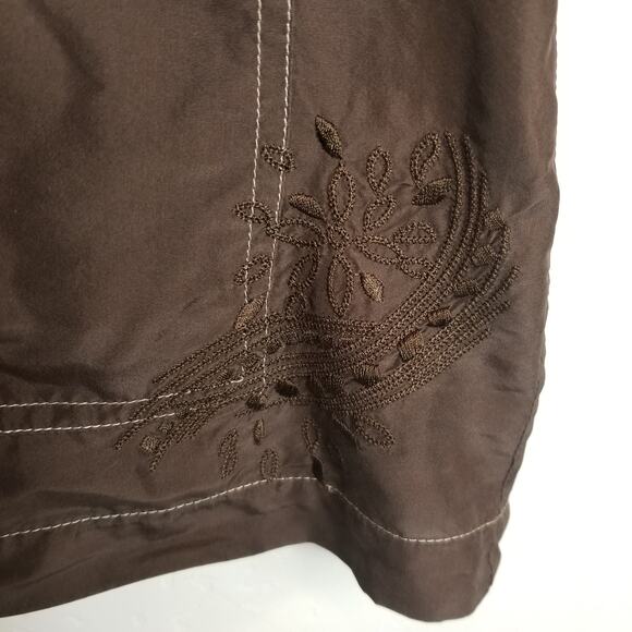 Zenergy by Chico's 100% Silk Lightweight Zip Front Jacket Brown Size Large - Picture 5 of 7